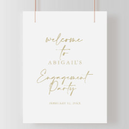 Poster Dourada Festa de noivado Elegante moderna bem-vind
