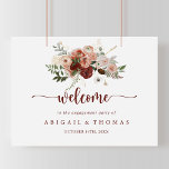 Poster Dourada Festa de noivado Floral Russa bem-vinda<br><div class="desc">Este poster de boas-vindas à festa de noivado floral rústica de ouro é perfeito para uma celebração moderna de noivados. O design apresenta marsala pintada à mão, cor-de-rosa, pinceladas, burgundy e flores douradas com folhas verdes dispostas em lindas coroas. Faça deste poster com que seja seu, adicionando o nome da...</div>