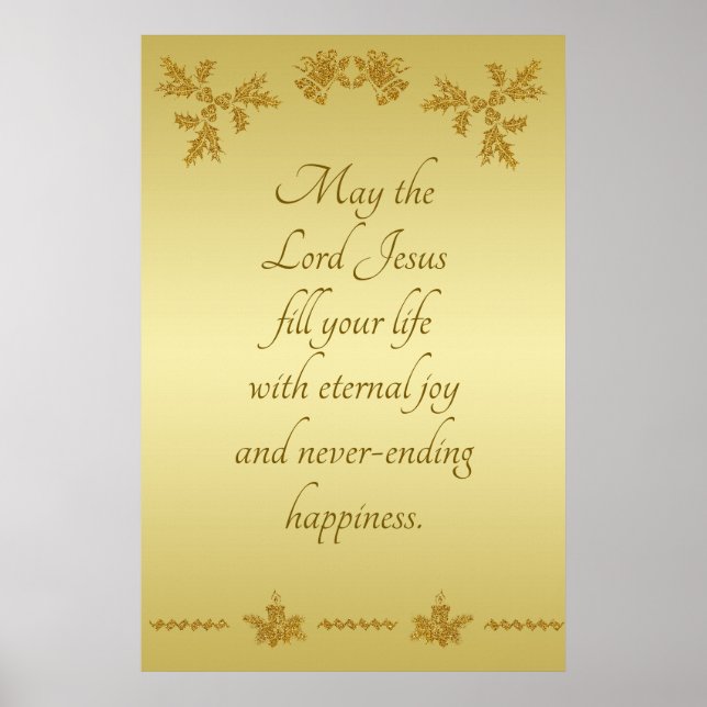 Poster Dourada Glitter Feliz Natal, Papai Noel em ouro (Frente)