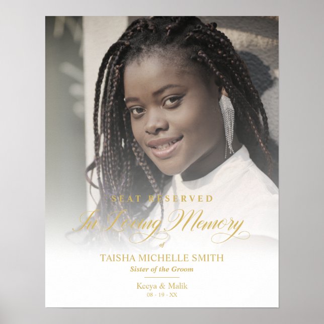 Poster Dourada Memória De Amor Reservada De Casamento Ama (Frente)