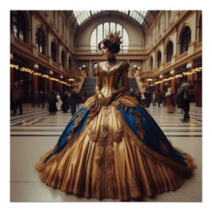 Pôster Dourada Princesa Steampunk Victorian Industrial