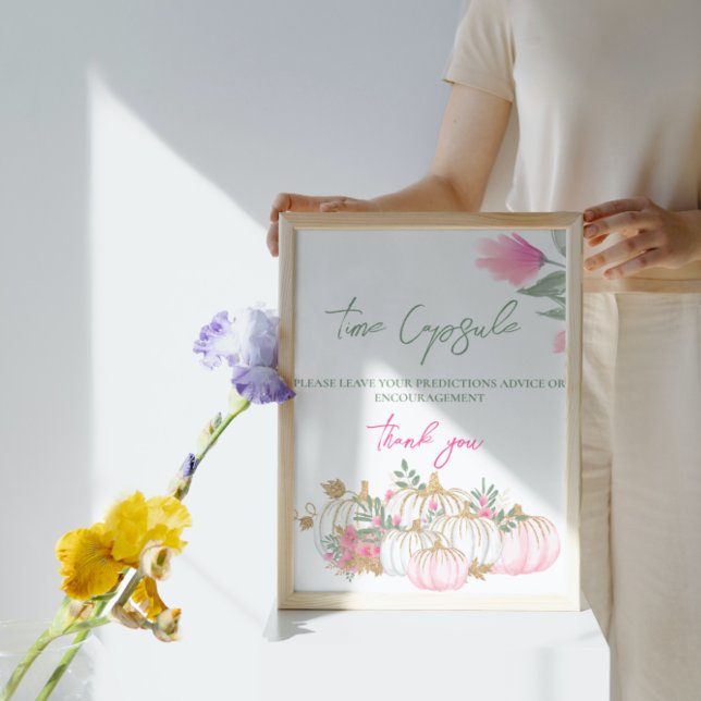 Poster Dourada Pumpkin Branco Pequeno Tempo para Bebê Cáp (Criador carregado)