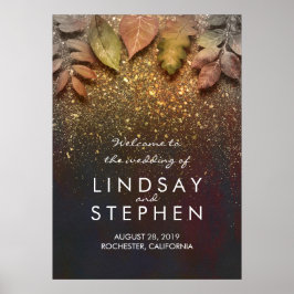 Pôster Dourada queda deixa sinal de boas-vindas do casame