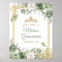 Dourada Quinceañera Sage Coroa Verde Boas-vindas