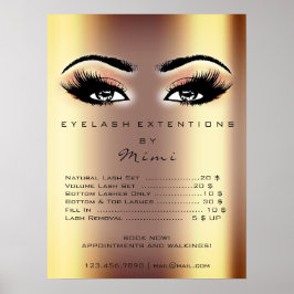 Poster Dourada Rosa de Peach Makeup Artist Lashes Preços
