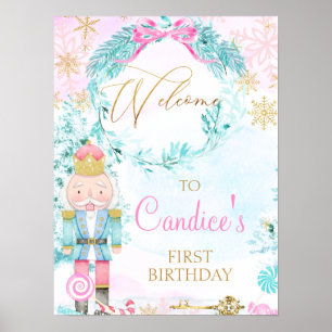 Poster Dourada terra de Sweets Nutcracker Birthday Bem-vi
