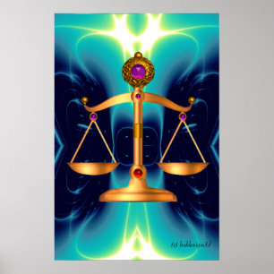 Poster DOURADAS ESCALAS JURÍDICAS COM PEDRAS GEM, Símbolo