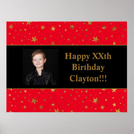 Poster Douradas estrelas com fotografia de mensagem no an