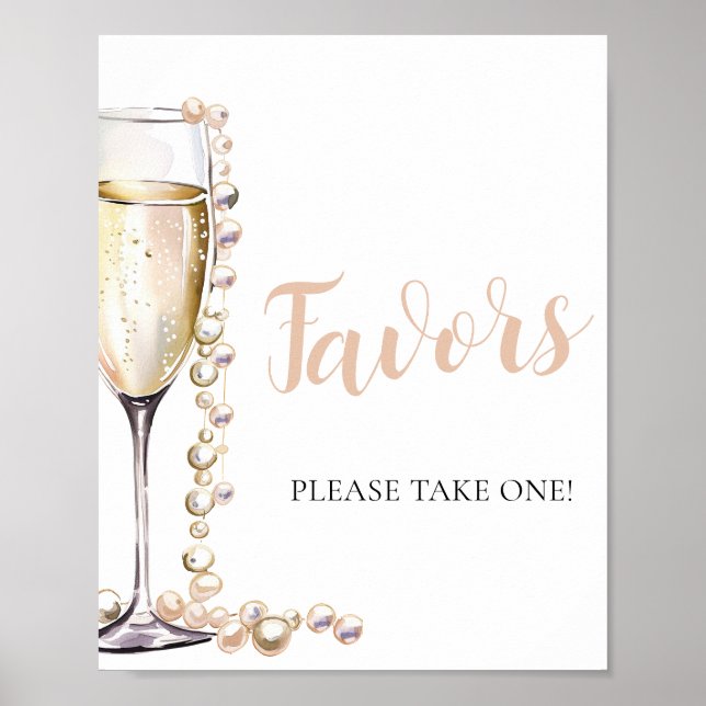 Poster Douradas Pérolas e Champanhe Prosecco Favorecem Si (Frente)