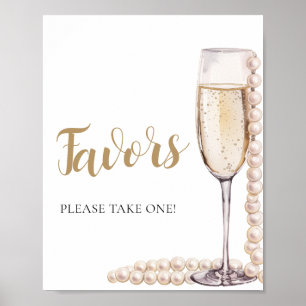 Poster Douradas Pérolas e Champanhe Prosecco Favorecem Si