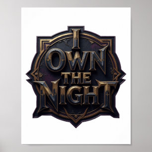 Poster Dourado Afiado EU POSSUO A NOITE Design de Texto