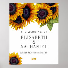 Poster Dourado amarelo girassol sinal de boas-vindas