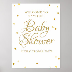 Poster Dourado amor coração Chá de fraldas / Sprinkle 