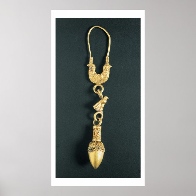 Pôster Dourado brinco com pingente em forma de gota (Frente)