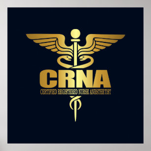 Poster Dourado Caduceus (CRNA)