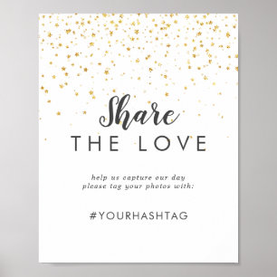Poster Dourado Casamento de Confetti Compartilhe o Sinal 