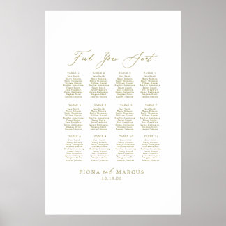 Poster Dourado casamento Encontre seu assento