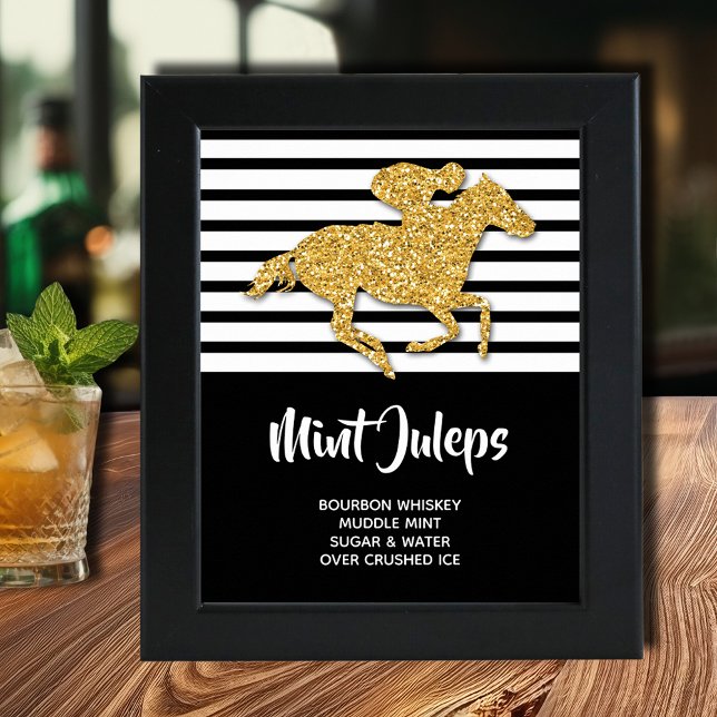 Poster Dourado Cavalo Derby Mint Juleps (Gold racehorse Derby Mint Juleps poster INSTANT DOWNLOAD and/or PRINTED, (frame not included))
