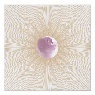 Pôster Dourado Ciclo Geométrico em Lua Roxo, Poster brilh