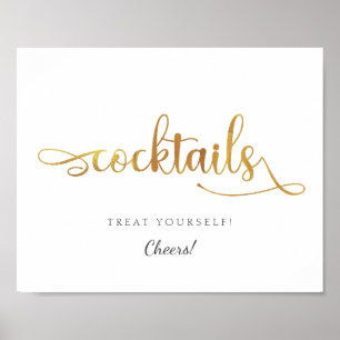 Poster Dourado Cocktails - Sinal de casamento da caligraf