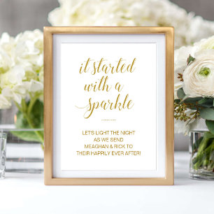 Poster Dourado Começou Com Um Brilho Casamento Brilhante