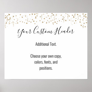 Poster Dourado Confetti Casual Faça Você Mesmo Sinal Fe