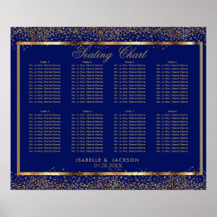 Poster Dourado Confetti e Azul Escuro - 8 Gráfico de Asse