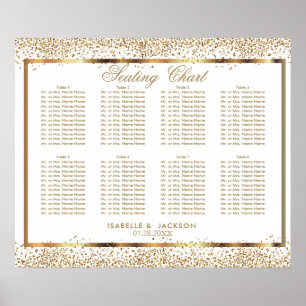 Poster Dourado Confetti e Branco - 10 Gráfico de Assentos