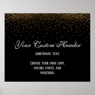 Poster Dourado Confetti Elegante Faça Você Mesmo Sinal De