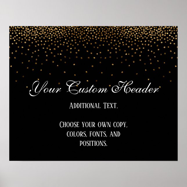 Poster Dourado Confetti Elegante Faça Você Mesmo Sinal De (Frente)