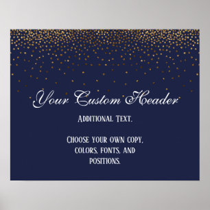 Poster Dourado Confetti Elegante Marinho Faça Você Mesm