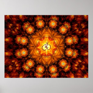 Poster dourado da mandala do Fractal do OM
