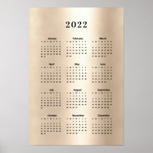 Poster Dourado do Calendário 2022