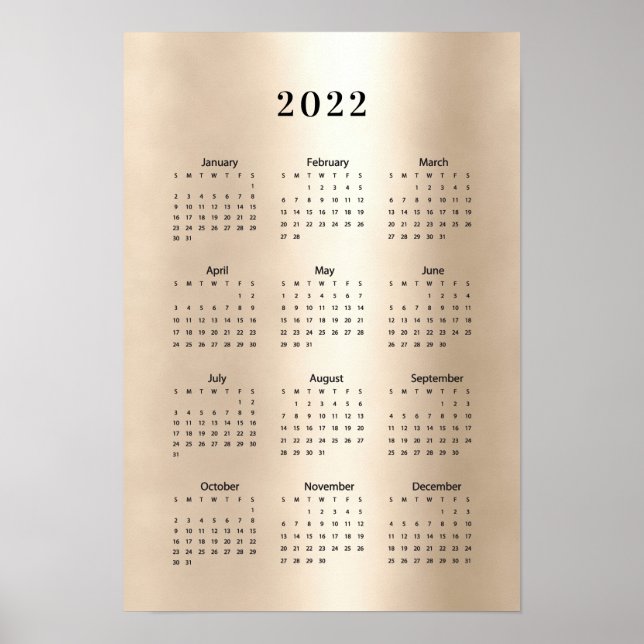 Poster Dourado do Calendário 2022 (Frente)