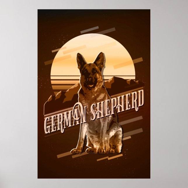 Poster Dourado do German shepherd gráfico retrorreflector (Frente)