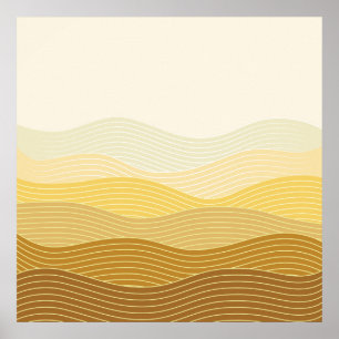 Poster Dourado Dunes Minimalista Abstrato Boho Design