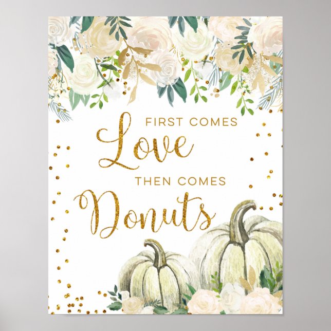 Poster Dourado e branco Pumpkin Love is Sweet Sinal (Frente)