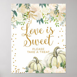 Poster Dourado e branco Pumpkin Love is Sweet Sinal