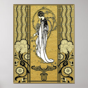 Poster Dourado e negro Nouveau Poster.