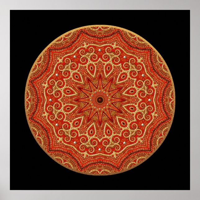 Pôster Dourado e Red Mandala (Frente)