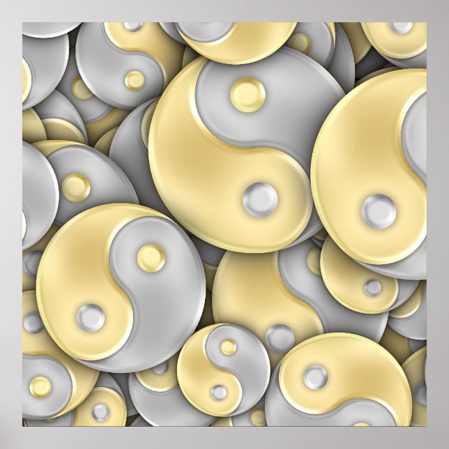 Poster Dourado e Silver Yin e Yang (Frente)