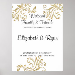 Poster Dourado, Faux Glitter, Casamento Personalizado Bem
