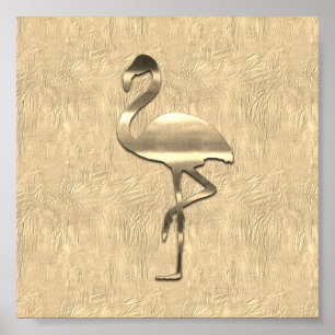 Poster Dourado Flamingo Collage