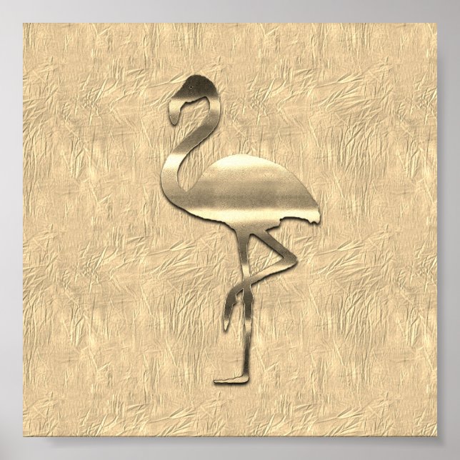 Poster Dourado Flamingo Collage (Frente)