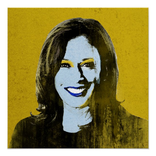 Pôster Dourado Kamala Harris Pop Art (Frente)