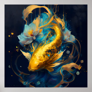 Poster Dourado Koi:
