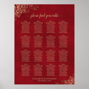 Poster Dourado local no gráfico vermelho 16 de casamentos