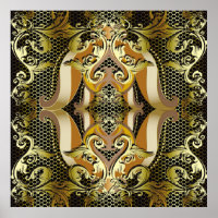 Dourado luxo barroco, tridimensional, padrão sem c