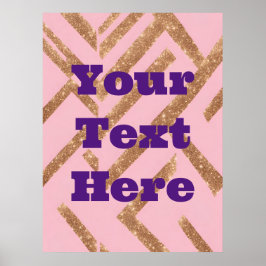 Poster Dourado Luxo Texto personalizado Zigzag Cor-de-Art