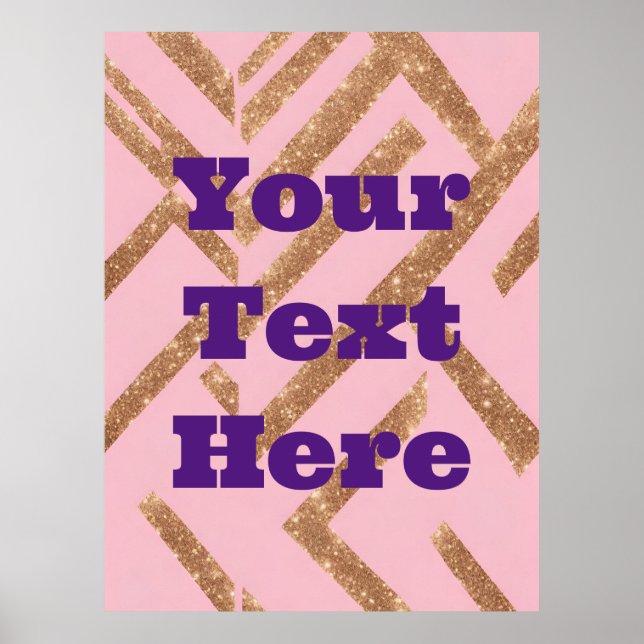Poster Dourado Luxo Texto personalizado Zigzag Cor-de-Art (Frente)
